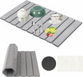 Stone Drying Mat for Kitchen Counter, Collapsible Dish Drying Mat, Fast Drying Diatomaceous Earth Dish Drying Mats, Water Absorbent Diatomite Kitchen Mat (grey, medium)