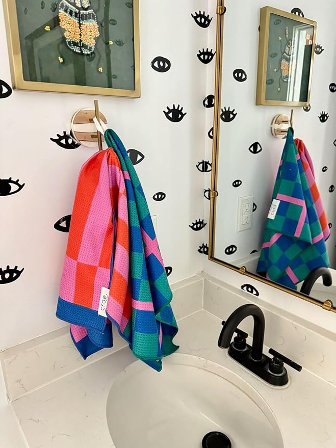 2 Double Sided Microfiber Hand Towels, 17x27 Inches Waffle Design Kitchen Towels Set, Durable & Soft Fast Drying Hand Wash Cloth, Everyday Use Dishcloth at Home (Collins/Marine)