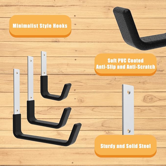 Heavy Duty Utility Hooks for Garage Storage Utility Hooks Wall Mount,Garage Hooks Heavy Duty,Garage Wall Hooks,Hose Holder,Bike Hooks,Ladder Hooks,Leaf Blower Hanger (2S & 2M & 2L)