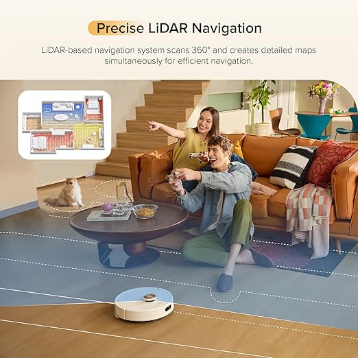 roborock Q7 M5 Robot Vacuum and Mop Combo, 10,000Pa HyperForce Suction, Robotic Vacuum Cleaner, Dual Anti-Tangle System, APP-Controlled Mopping, LiDAR Navigation, for Pet Hair and Carpet, White