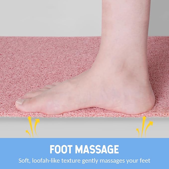 Non-Slip Bathtub Mat, Anti Slip Shower Mat, Fast Drying Bathtub Mats, Foot Scrubber Mat, Anti Slip Mat for Tub, Floor, Bathroom, Kitchen, Home, Hotel (Pink 32"×17")