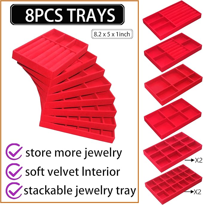 Earring Organizer Stackable Jewelry Storage Box Jewelry Drawer Organizer Removable Display Tray Organizer for Necklace Earring Ring