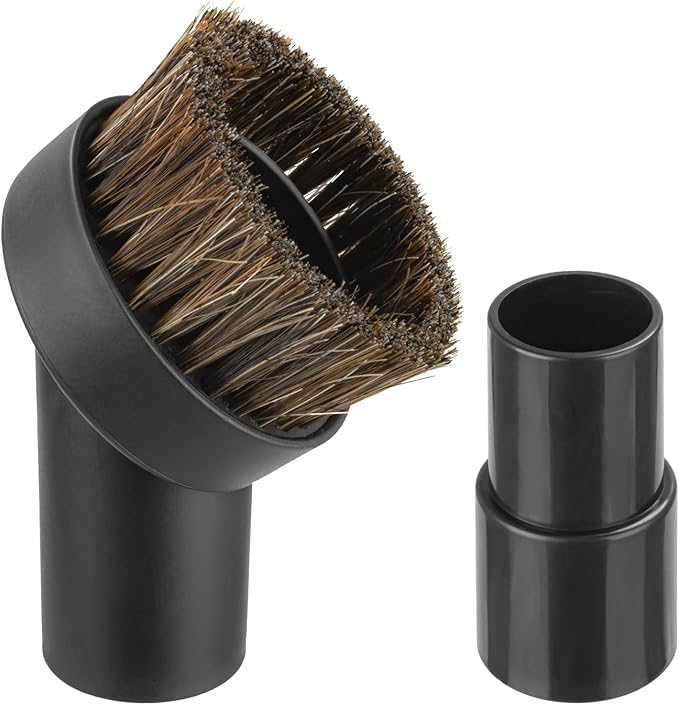 Vacuum Attachments & Brushes, Vacuum Horsehair Brush with 1-1/4 to 1-3/8 Inch Vacuum Hose Adapter, Vacuum Brush Attachment for Shark Vacuum and Shop Vac Attachments and Most Household Vacuum Cleaners