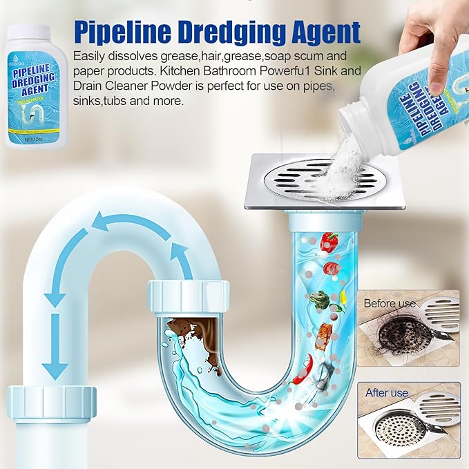 Pipeline Dredging Agent, Drain Clog Remover, Powerful Unclog Sink Drain Cleaner, for Kitchen Bathroom Sinks, Tubs Pipe Cleaning Tool (1PCS)