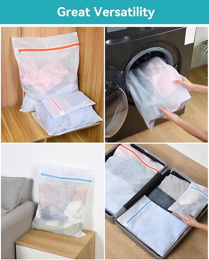 OTraki 9 PCS Mesh Laundry Bags for Delicates 4 Sizes Laundry Bags Mesh Wash Bags with Zipper Clothing Washing Bags Reusable Travel Storage Organize Bag for Clothes Underwear Bra Lingerie Socks Toy