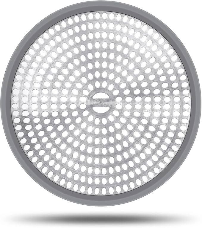 LEKEYE Shower Hair Catcher Drain Protector Strainer-Steel & Silicone 2 Pack