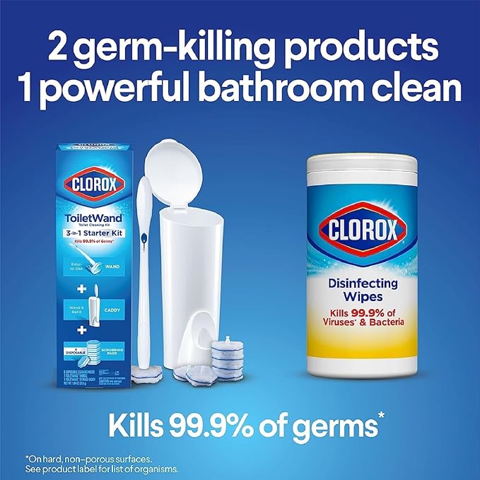 Clorox ToiletWand Disinfecting Refills, Rainforest Rush, Dorm Room Essentials, 30 Ct