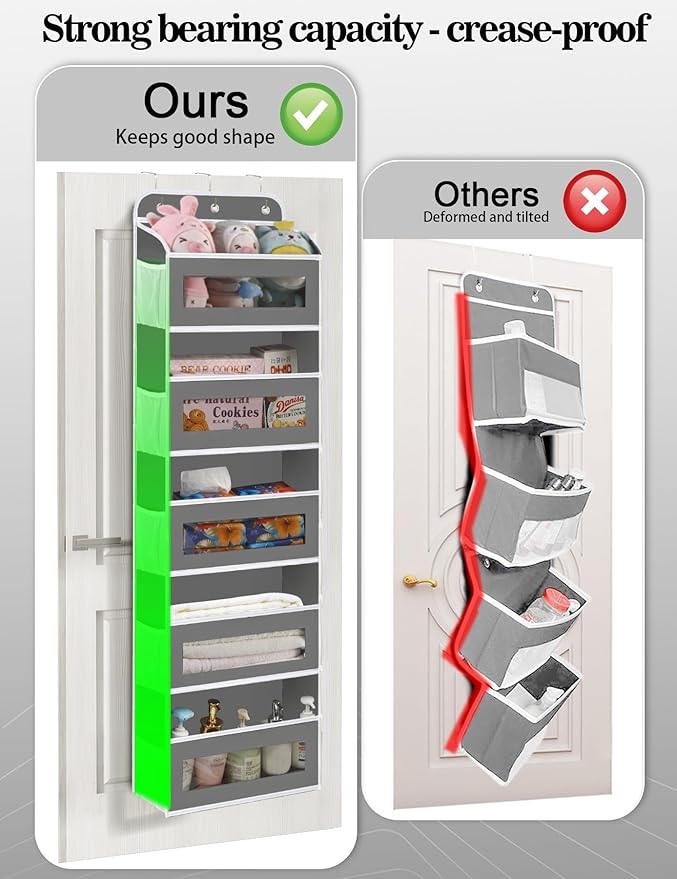 Over The Door Organizer, 5 Shelves Closet Door Hanging Organizer with 10 Mesh Pockets, Nursery Closet Organizer, Baby Essentials, Dorm Room Essentials for Girls