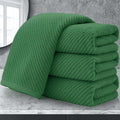 Green Hand Towels for Bathroom (4PC, Large 18"x28") - 100% Cotton | Quick Dry | Light Weight | Thick | Soft | Absorbency, Hand Towels for Showering, Bathroom Essentials Set, Hunter Green