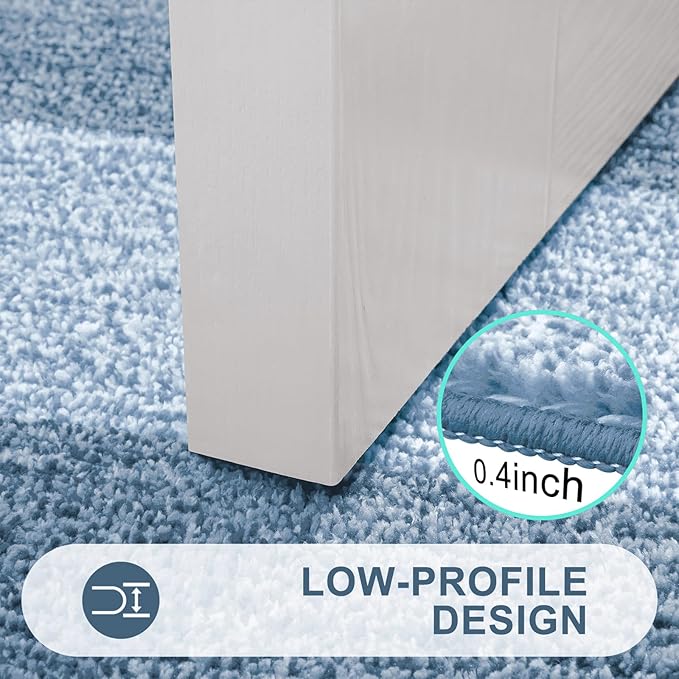 Kitinjoy Indoor Outdoor Door Mat, 59x36 Non-Slip Absorbent Dirt Trapper, Low-Profile Washable Inside Entrance Front Floor Mat, Sturdy Soft Entry Doormats for Entryway, Light Blue