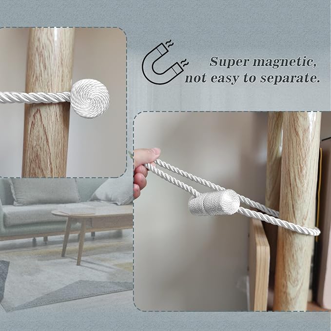 Hion Magnetic Curtain Tiebacks White 2pcs, Curtain Tiebacks Buckles Holdbacks Holders Hooks Clip for Home Bedroom Office Decorative Curtain