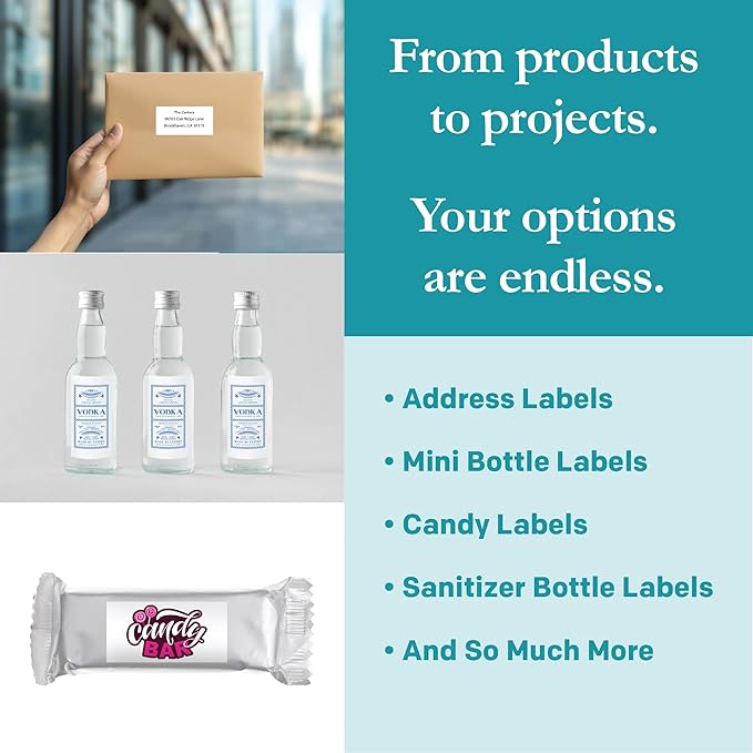 Premium Label Supply White Sticker Bottle Labels – 3" x 1.5" – Laser/Inkjet Compatible – (14 per Sheet), 100 Sheets – 1400 Total Adhesive Labels