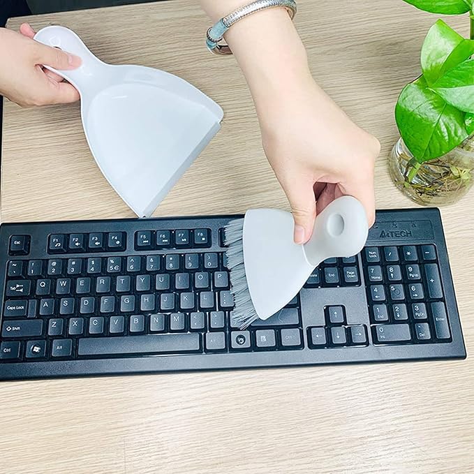 Dust pan Broom Brush Dustpan - Dustpan and Brush Set,Mini dust Pans with Brush,Dust Pan and Brush Set for Table, Key Board, Cat, Dog and Other Pets, Dust Pan Brush Nesting Tiny Cleaning Broom（Gray）
