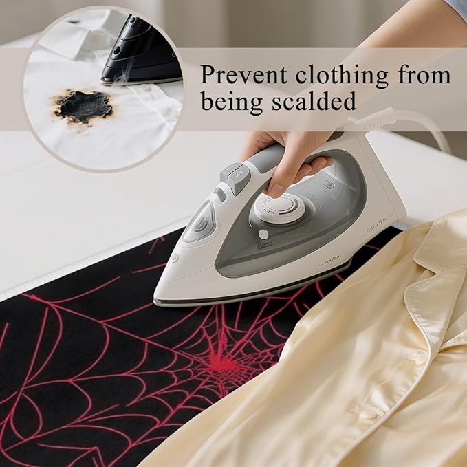 Ironing Mat Red Spider Web Portable Ironing Pad Blanket for Table Top Heat Resistance Foldable Lightweight 32 x 16 Inch Small Ironing Pads for Washer,Dryer,Countertop