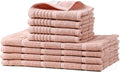 Glynniss Kitchen Towels and Dishcloths Set, Four Kitchen Dish Towels 16x26 Inches, Four Absorbent Dish Cloths for Washing Dishes 12x12 Inches, Cleaning and Drying for Everyday Use Pack of 8 (Pink)