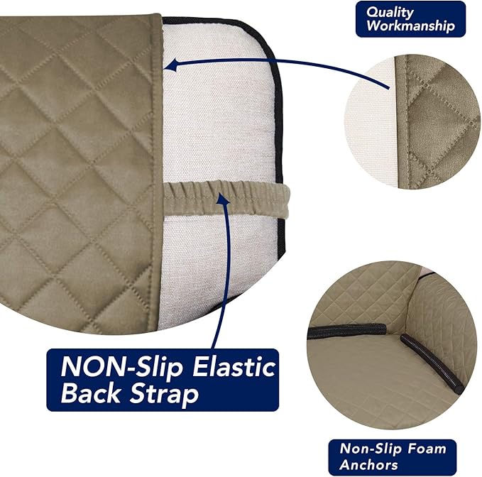 PureFit Reversible Quilted Sofa Cover, Water Resistant Slipcover Furniture Protector, Washable Couch Cover with Non Slip and Elastic Straps for Kids, Dogs, Pets (Chair, Beige/Beige)