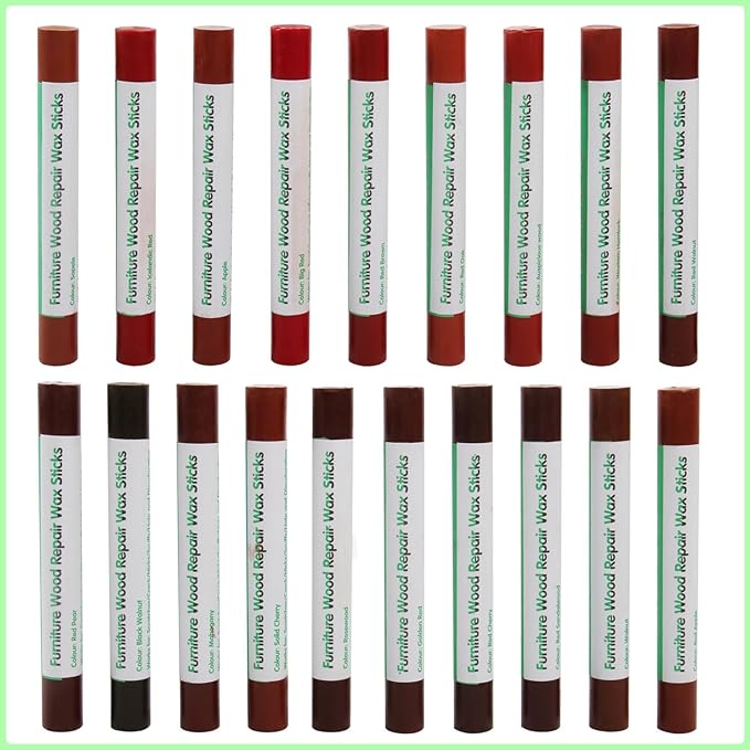 Furniture Markers Touch Up, 20 Colors Wood Filler Sticks, Wood Wax Crayons for Repairing Scratches, Scuffs, Cracks, Holes on Furniture, Floors, Cabinets, Tables, and Doors - Red Series