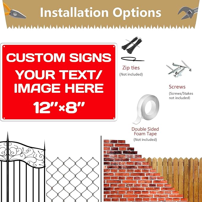 Personalized Aluminum Weatherproof Metal Sign - Multiple Sizes, Custom Text & Picture, Hazard, Garden, Custom Door Sign