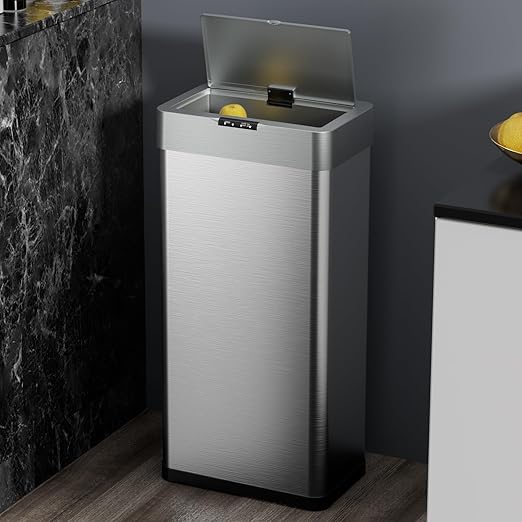 TLSUNNY 21.1 Gallon Motion Sensor Trash Can,Touchless Automatic Garbage Can,Brushed Stainless Steel Smart Bin,with Bag Holder,Soft Close Lid,for Kitchen,Office,RV,Bedroom,Living Room (Silver, 80L)