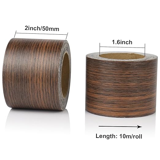 BOMEI PACK Wood Grain Repair Tape,Self Adhesive Repair Patch for Furniture, Floors, Cabinets, Windows, Doors, RV, Home Decor and DIY Projects (2, Walnut)