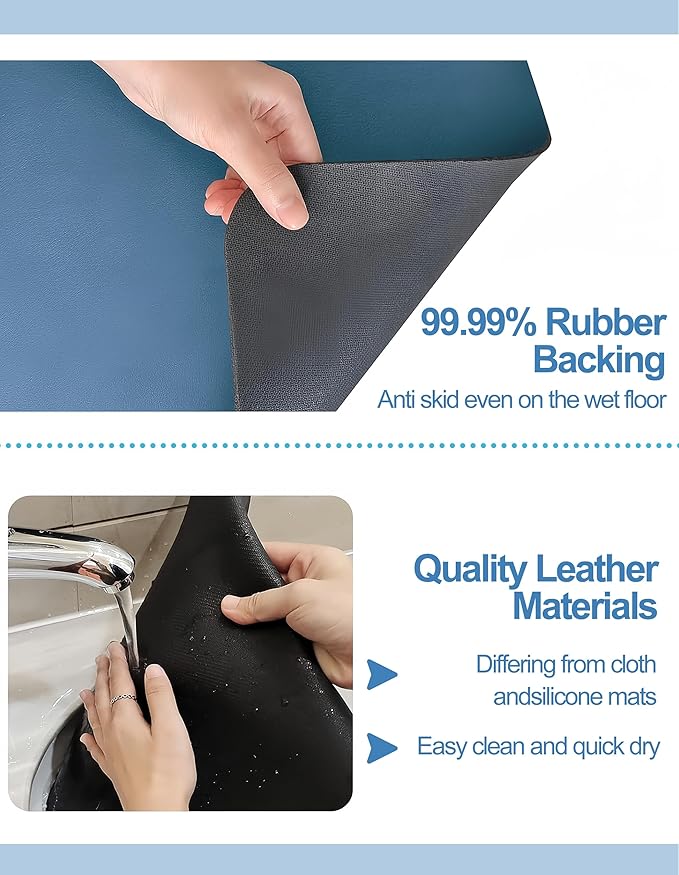 Dish Drying Mat for Kitchen Counter, 16"x24" Dish Drying Pad with Non-slip Rubber Backed, Hide Stain Anti Absorbent for Kitchen Counter, Drying Mat for Coffee Machine Dish Rack (Blue)