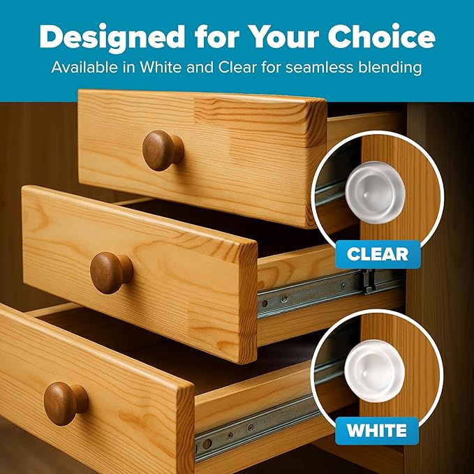 Strongest Home Cabinet Door Bumpers – 200 Pack White Rubber Bumpers Self-Adhesive for Cabinets, Drawers & Furniture – Soft Cabinet Stoppers for Quiet Close & Surface Protection – 0.5" x 0.2"