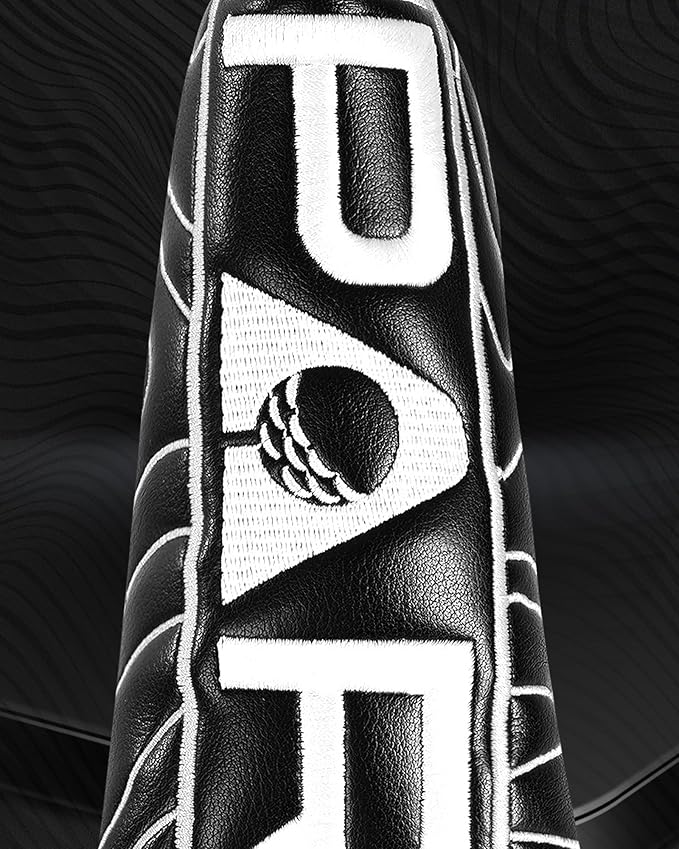 Big Teeth Golf Club Covers Full Set Driver Headcover Fairway Wood Hybrid Golf Club Iron Head Covers, Topographic Edition Putter Cover Leather Golf Head Covers Pure Black, Gifts for Men