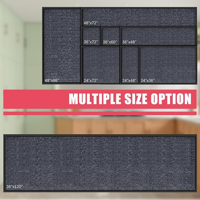 Kuyal Front Door Mat, 3'x10' Indoor Outdoor Entrance, Commercial Floor Inside Outside Entrance, Heavy Duty Durable Welcome Mat, Rubber Backing Non Slip Outdoor Mats for Entryway,Dark Gray