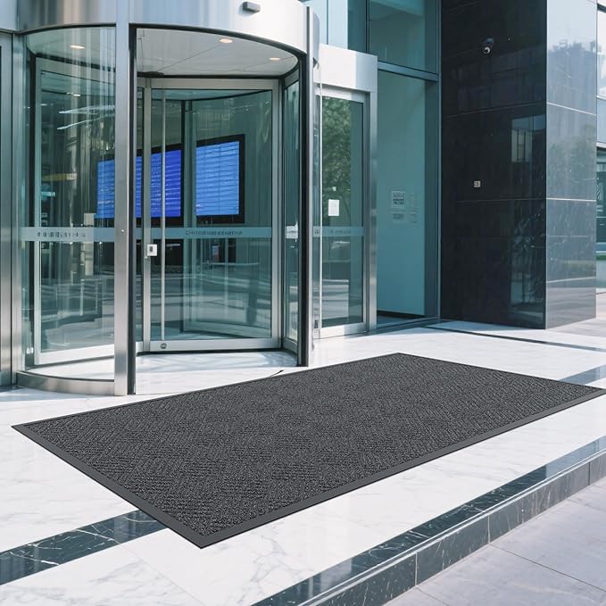 Front Door Mat, 5' x 3' Heavy Duty Indoor Outdoor Doormat, Non-Slip Backing Welcome Mats for Entryway, Low Profile, Commercial Door Mats