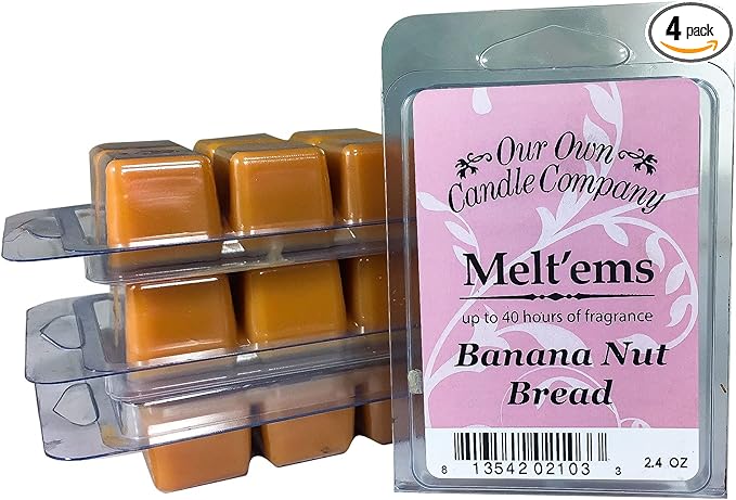 Our Own Candle Company Premium Wax Melt, Banana Nut, 6 Cubes, 2.4 oz (4 Pack)