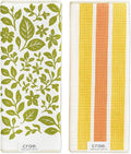 Microfiber Hand Towel & Washcloth Set of 2 - Double-Sided, Waffle Weave, Super Absorbent, Lint-Free, Fast Drying - Pat and Tricky Pattern for Bathroom, Kitchen, Car, and Window Cleaning