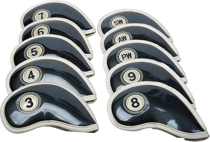 HISTAR 10pcs Crystal Pu Leather Golf Iron Head Covers Set Iron Club Headcover