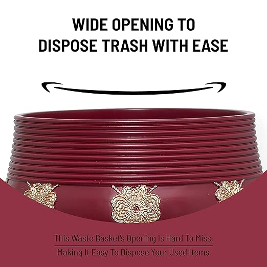Zahari Home Decorative Trash Can for Bathroom, Office & Bedroom - 2.1 Gallons Stylish & Small Trash Can for Dorms, Desktop & Restroom - Chic Waste Basket for Compact Spaces, Elegant Rose