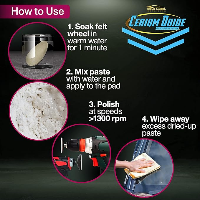 Optical Grade Cerium Oxide 8oz Glass Repair Powder | Glass Window and Windshield Repair