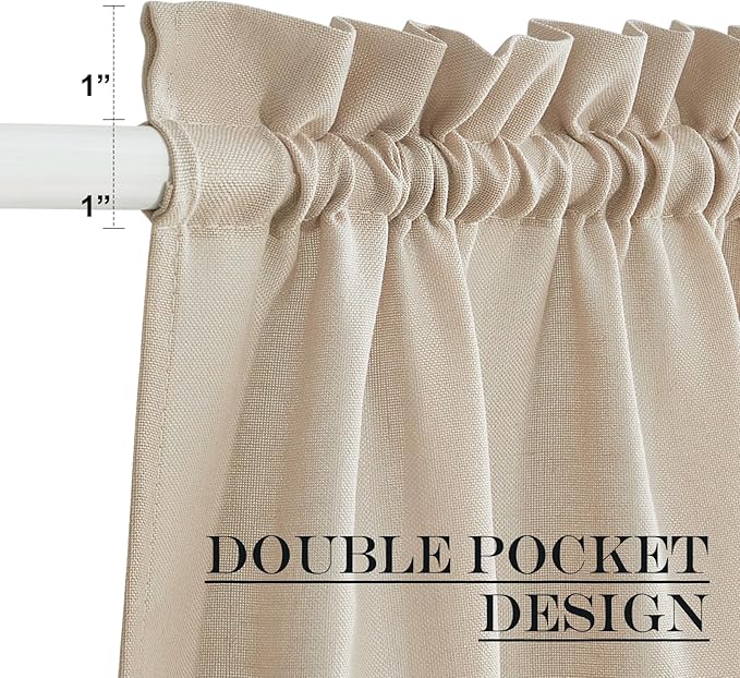 NICETOWN Door Curtains for Window 72 inch Length, Linen Blend Privacy French Shade Thermal Insulate Window Covering for Patio Glass Front Door, 52 x 72 inch, Angora, 1 Panel