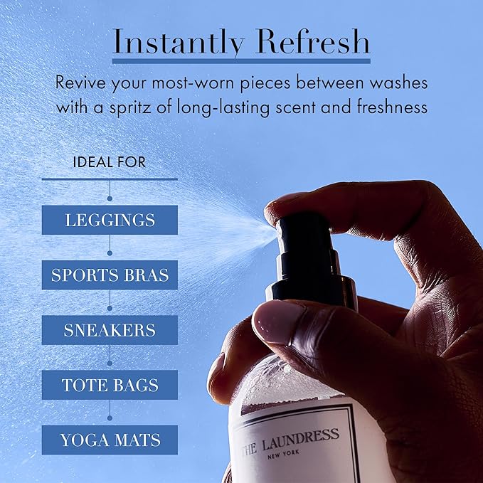 The Laundress Activewear Fabric Refresher Spray, 8 Oz, Marine Fragrance, Bright, Energetic, Odor Freshener for Performance Gear, Towels, Tote Bags, Sneakers & Yoga Mats, 48 Hours* Fragrance