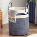 Woven Laundry Basket Hamper,60L Versatile Storage for Blankets,Toys and Clothes,Decorative and Storage for Living Room,Bathroom and Bedroom and Baby Nursery（Large-Blue）