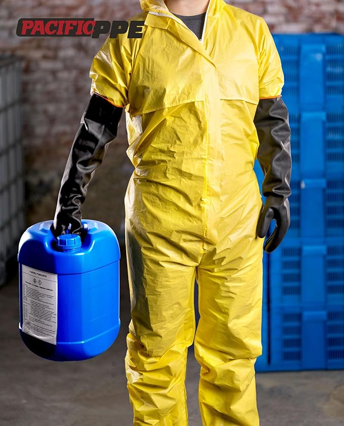 PACIFIC PPE Heavy Duty Latex Chemical Gloves, Strong Acid Resistance Rubber Gloves, Against Alkali and Oil, 22", 1 Pair