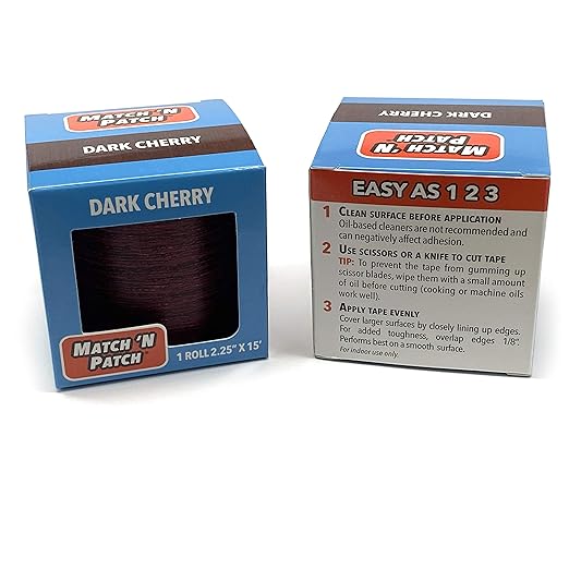 MATCH 'N PATCH Realistic Wood Grain Repair Tape - Durable Multi-Use Adhesive Tape for Furniture, Floors, Cabinets, Windows, Doors, RV, Home Decor & DIY Projects - Dark Cherry, 2.25 inch x 15 feet