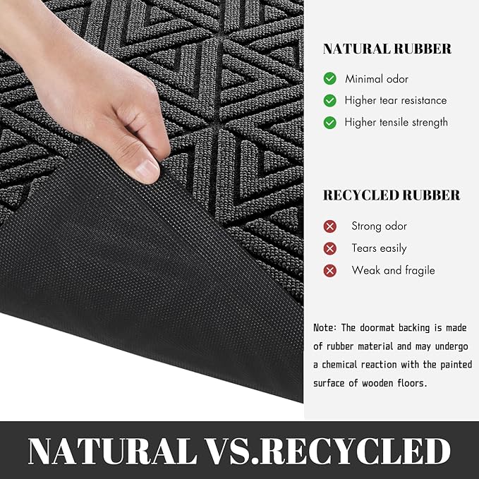 Yimobra Outdoor Mats for Front Door 29.5x17, All-Weather Waterproof Non-Slip Outdoor Door Mat Outside Eentrance, Garage/Patio Entryway Indoor Doormat, Easy Clean, Black