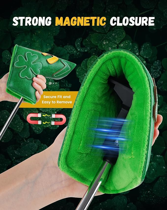Golf Headcovers Golf Club Head Covers Four Leaf Clover Good Luck Charm - Clover Style Premium Leather Driver Fairway(FW) Wood Hybrid(UT) with Number Tags