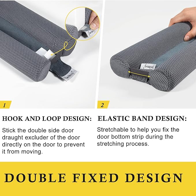 fowong Door Draft Stopper 36 Inch Adjustable Draft Stopper for Bottom of Doors, 30" to 36" Soundproofing Noise Blocker Cover Gap up to 1.5", Grey