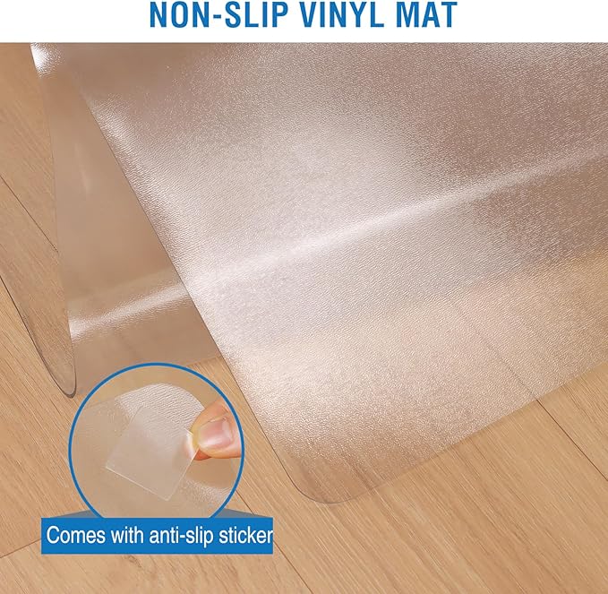 Clear Chair Mat, 75" x 60" Large Chair Mat for Hard Floors, Easy Glide Desk Mat for Rolling Chair, Anti-Slip Vinyl Floor Mat for Home Office Living Room, Clear