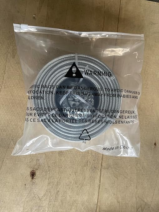 3/16" Wire Rope Kit, 100Ft PVC Coated Steel Cable Guide Wire Tensioner Strainer Kit w/ 7×7 Strand Core Steel Wire for String Light Hanging Kit/Decking & Stair Railings/Shade Sails/Clothes Line