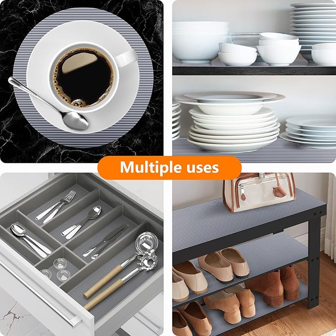 Shelf Liners for Kitchen Cabinets Non Adhesive Drawer Liner EVA Material Cupboard Mat Waterproof Refrigerator Mats Washable Fridge Liner for Cupboard and Desks Clear Shelf Liner 11.8 x 393.7 Inches