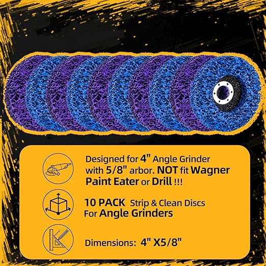 10 Pack Strip Discs Stripping Wheel 4 inch for Angle Grinder Clean and Remove Paint Coating Rust Welds Oxidation (4" x 5/8")
