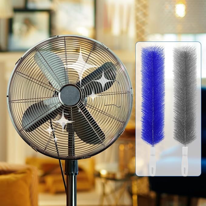 4 Pcs Cobweb Duster, Bendable Fan Duster, Plastic Fan Cleaner Brush,Microfiber Head Dusting Brush, Reusable Dust Remover for Air Conditioning Shutters,Ceiling Fan Blades,Air Vents, Curtains, Cars
