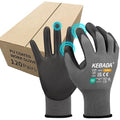 Kebada Safety Work Gloves,120 Pairs Bulk Pack, Touchscreen, PU Coated, Ideal for Warehouse, Construction, Gardening and Mechanics, Grey, Small