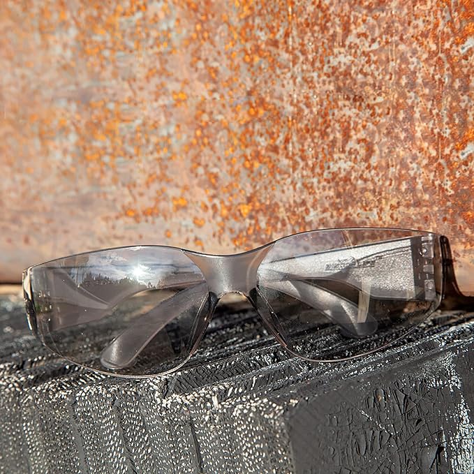 BISON LIFE Safety Glasses - Scratch Resistant Wrap Around Eyewear, Polycarbonate ANSI Z87.1 Impact Resistant Lens