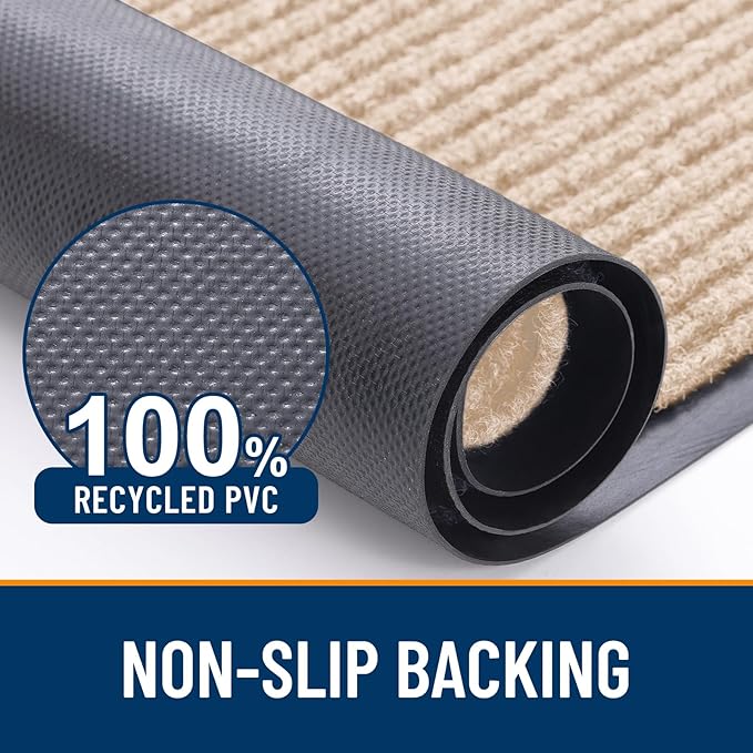 OLANLY Front Door Mat Indoor Outdoor Entrance, Waterproof Heavy Duty Doormat, Fade Resistant, Low Profile, Easy Clean Patio Porch Welcome Floor Mats for Entry, 59x20, Beige